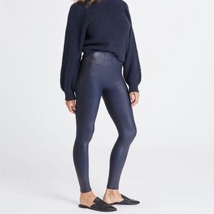 Spanx Leather Leggings (Dark Blue)